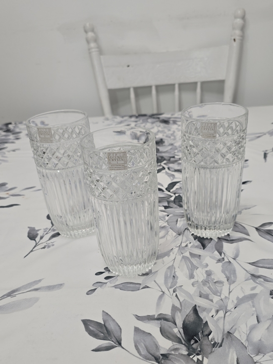 Fifth Avenue Crystal LTD Other - Fifth Avenue LTD Set Of 3 Crystal High Ball Glasses Diamond Rib Czech Republic